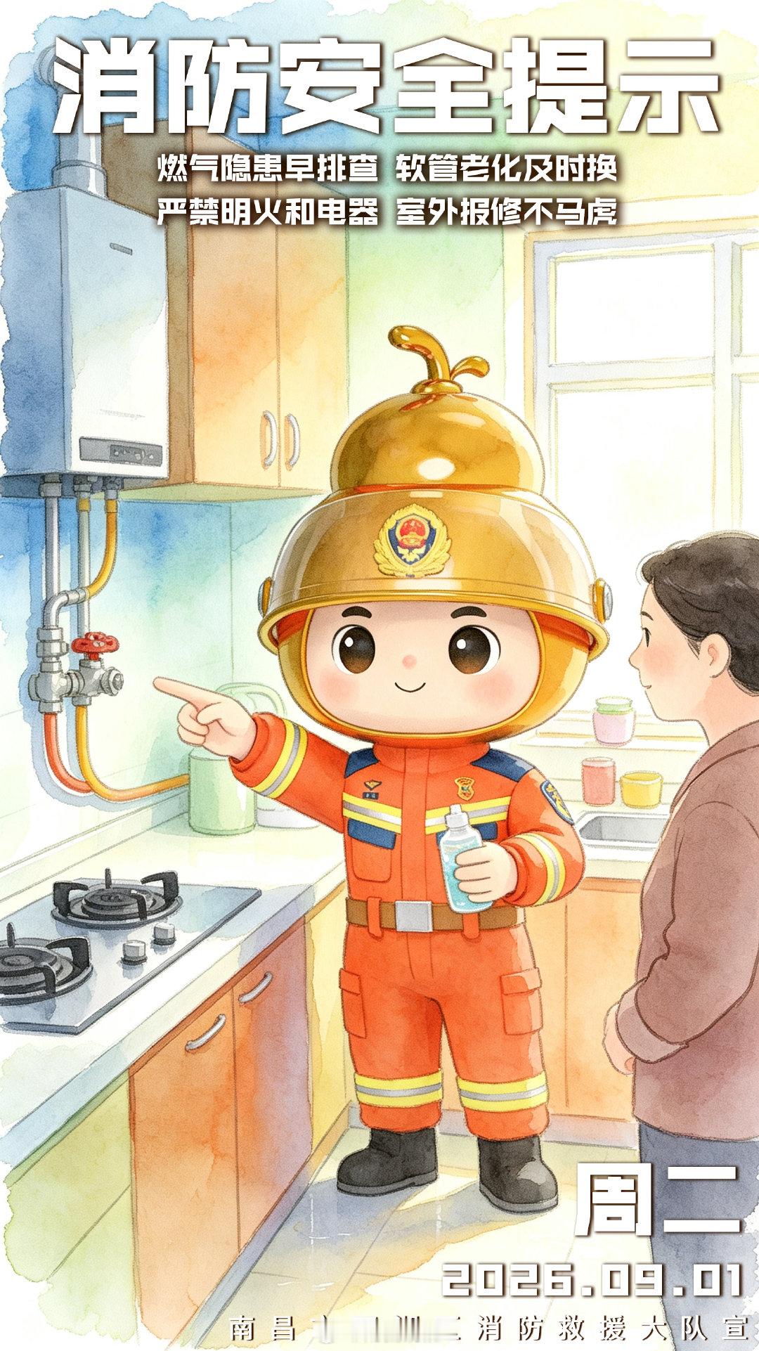 #每日安全提示# 
燃气隐患早排查
软管老化及时换
严禁明火和电器
室外报修不马虎 ​
