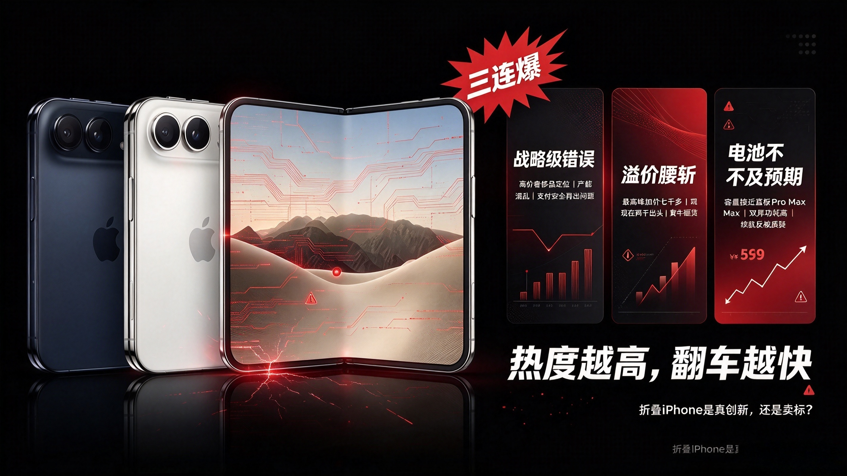 iPhone Duo 这才预售没几天，三连爆直接砸脸上 —— 热度有多高，翻车就有多快。

最先开炮的是彭博的古尔曼，苹果圈公认最准的爆料人之一，直接点名苹果在这款产品上**犯了战略级大错**。
说白了就是飘了：把折叠屏当奢侈品定高价，产能准备得一塌糊涂，连支付安全这种基础问题，上次 iPhone