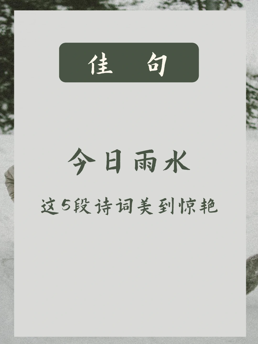 雨水落，万物生 | 雨水节气美到惊艳的古诗