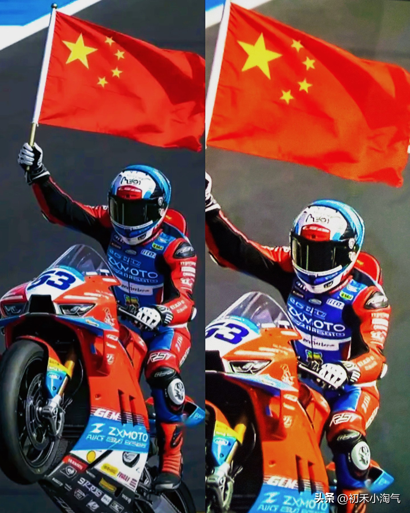 WSBK法国站排位，我洗完澡躺床上刷到成绩，直接坐起来了。

赛事BOP性能平衡限制：加7公斤配重、节气门只让开85%，等于捆着手跟人家比。德比斯中途还摔了一次车，车队十分钟抢修好，他回去直接绝杀拿杆位，两台国产车压着雅马哈拿下前二。

我第一台摩托车就是国产的，那会儿总被人说“国产不行”。今天看到