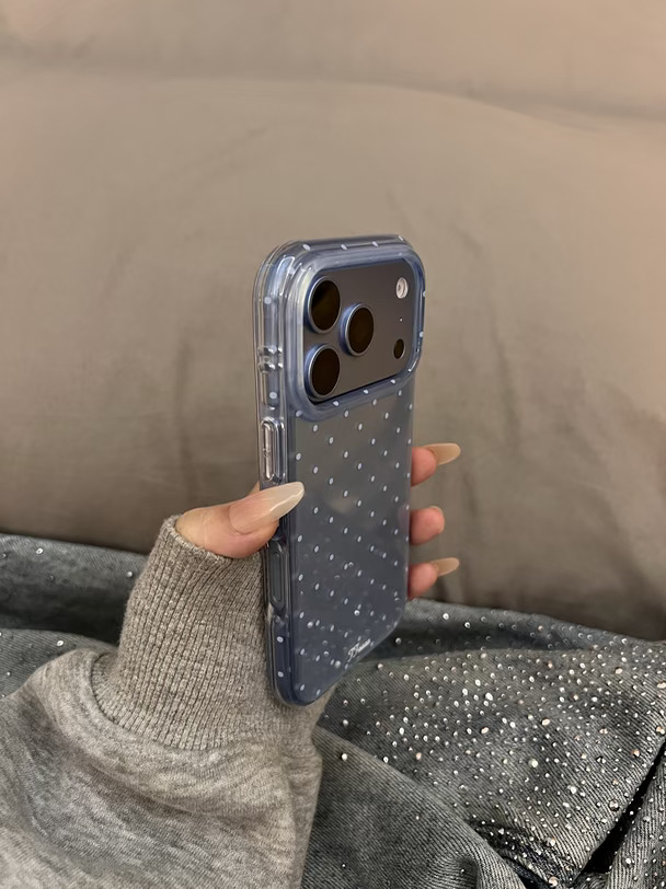 好韩💙iPhone18pro蓝色果冻波点手机壳
