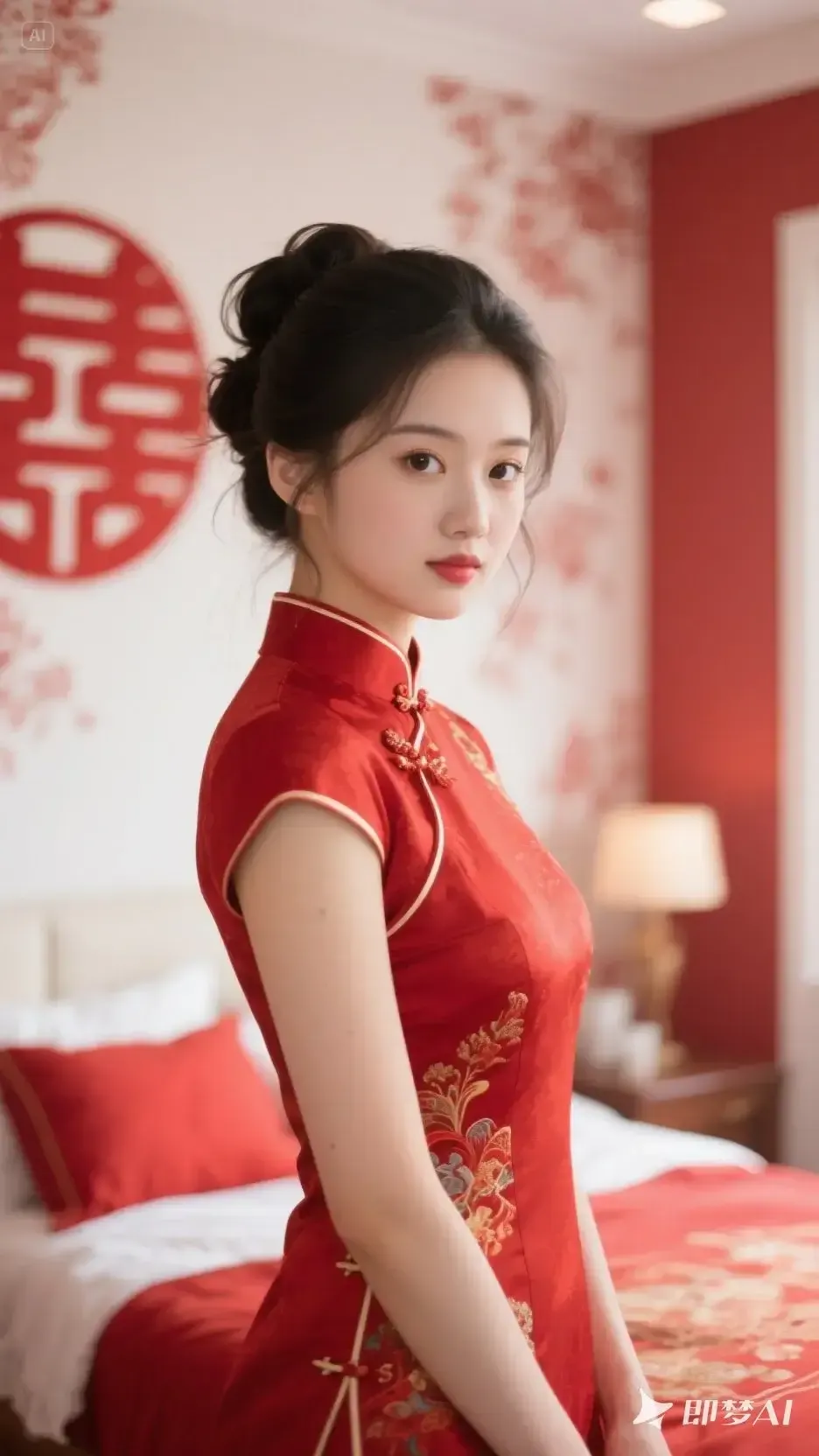 红衣美人，古典韵味，尽显东方风情。