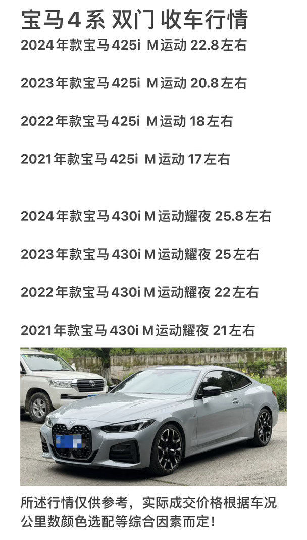 宝马4系收购行情