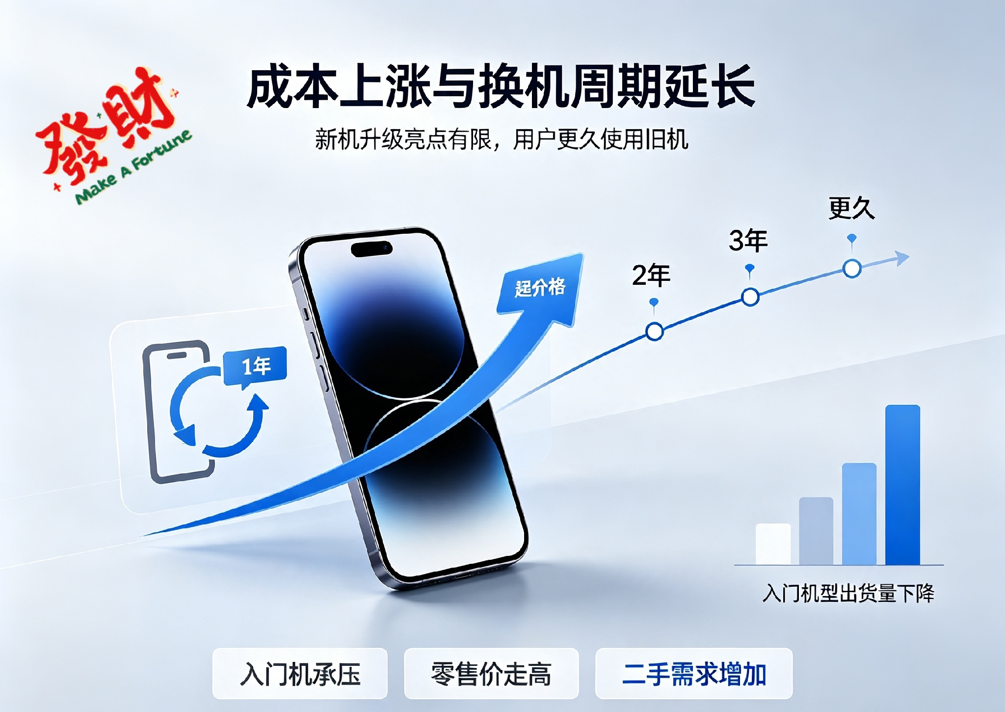 Q3 全球手机出货量为何创新低
 
根据行业调研机构的数据，今年第三季度全球智能手机出货量大幅下滑，创下十四年以来最差的季度记录，整个消费电子市场迎来寒冬。
 
造成这次市场滑坡的核心因素，正是席卷供应链的存储芯片危机。当前全球掀起 AI 数据中心建设浪潮，存储厂商大量将 DRAM、NAND 闪存产