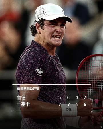 2026法网男单第四轮，巴西小将丰塞卡以7-5 7-6(8) 5-7 ...