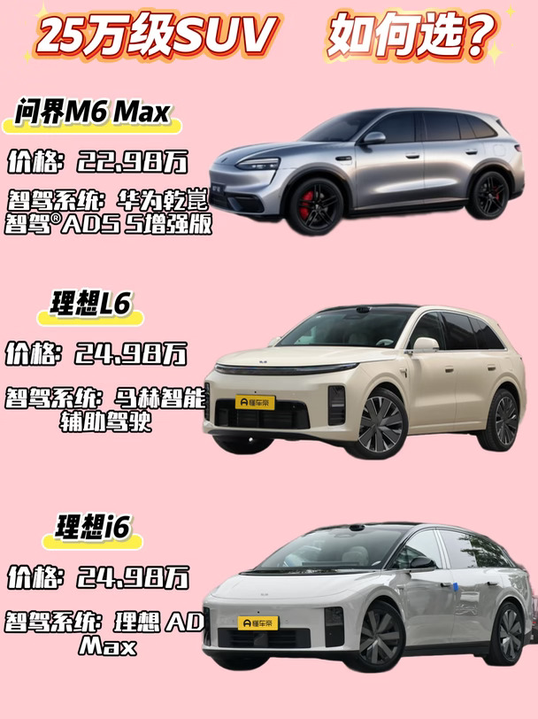 问界M6VS理想i6VS理想L625万级SUV如何选？