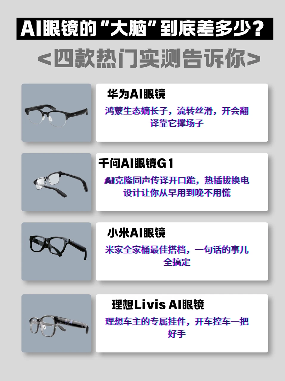 AI眼镜的“大脑”差距有多大？四款热门实测