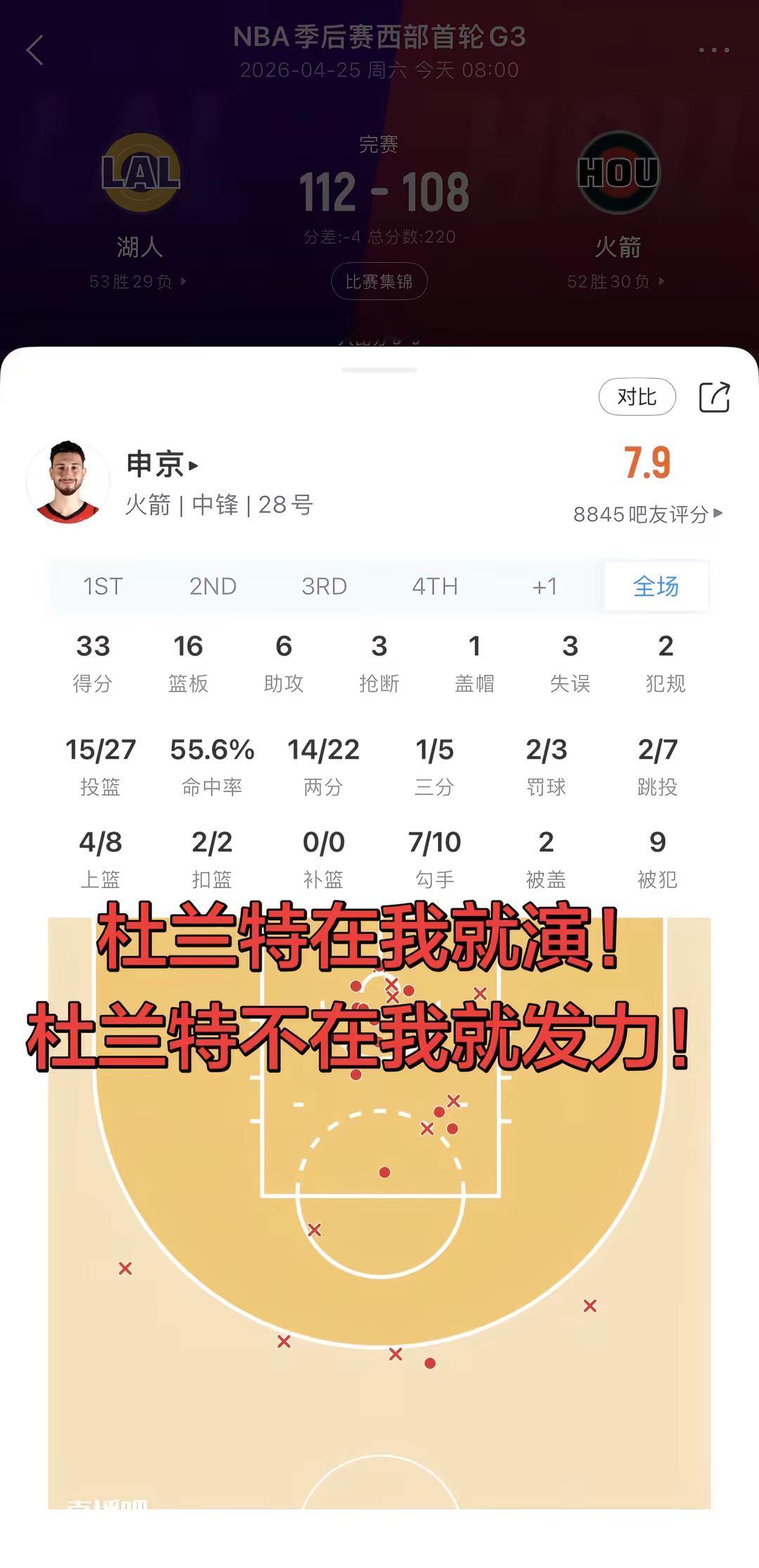 杜兰特在我打的差没人会说我！我也不会背锅！杜兰特不在我打的好都会说我牛...