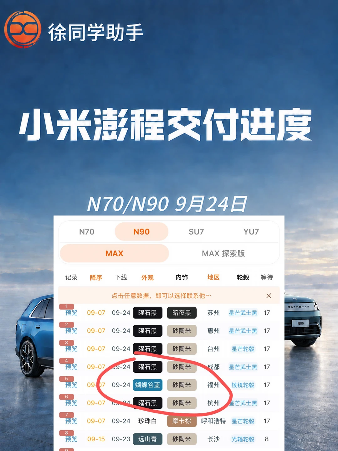 小米澎程（N70、N90）9月24日下线进度