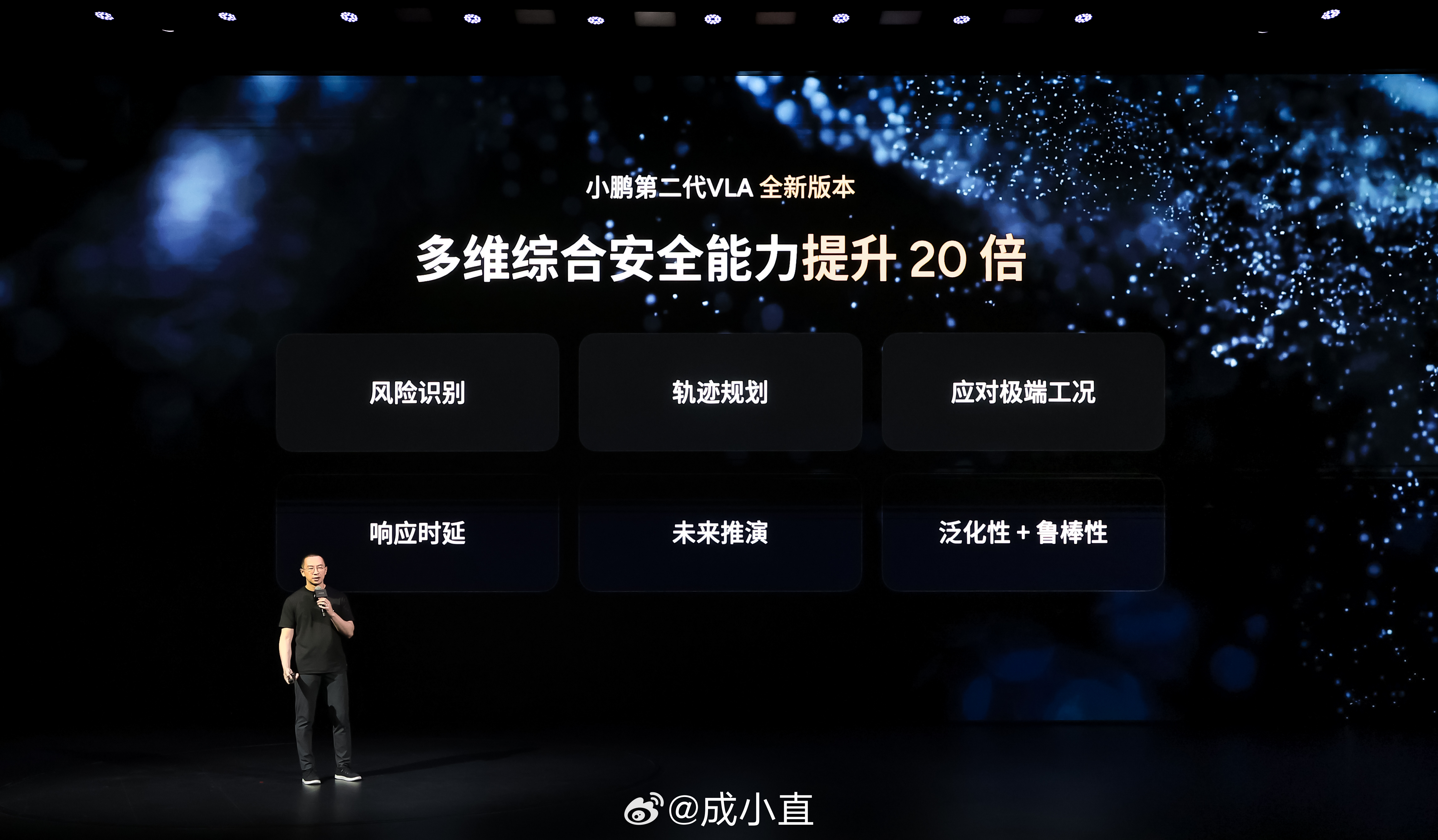 #小鹏第二代VLA首次模型重大升级#

小鹏第二代VLA全新版本，升级很大啊！
讲了很多技术性、专业性的东西，听不太懂……[允悲]
简单点总结起来就几个词，更大、更久、更快、想得更远、也更安全……

最大模型规模：端侧模型参数提高3.5倍，是主流VLA模型15倍以上；
超长有效时序：支持最长30秒有效时序 ​