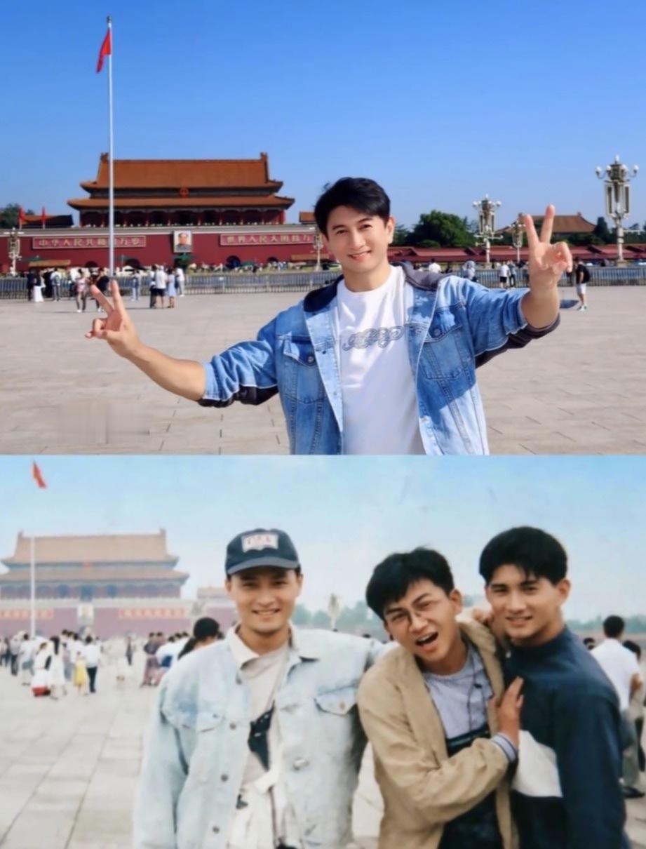 别人被取消活动急着发声明解释，吴奇隆被取消活动，转头去爬了长城。

国庆期间，吴奇隆在天安门广场手持五星红旗送上祝福，还晒出1991年小虎队在天安门前的旧照——同一地点，33年光阴，从青涩少年到“吴老汉”，赤诚未改。

视频发出第二天，原定的台湾棒球开球活动被紧急取消，理由写的是“个人身体不适”。