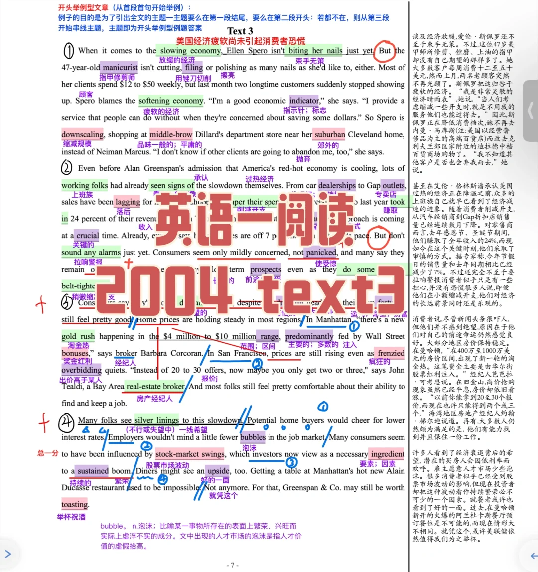 英语一阅读｜2004 text3