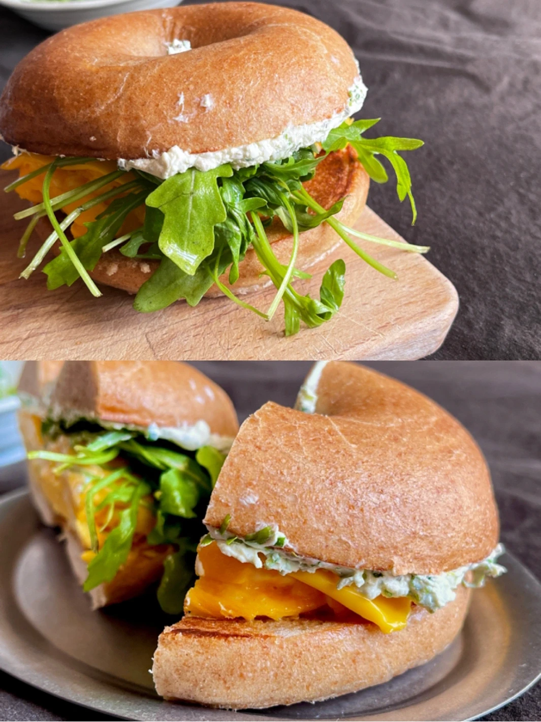 ☀️｜超简单｜BAGEL新组合🌿香葱乳酪滑蛋贝果