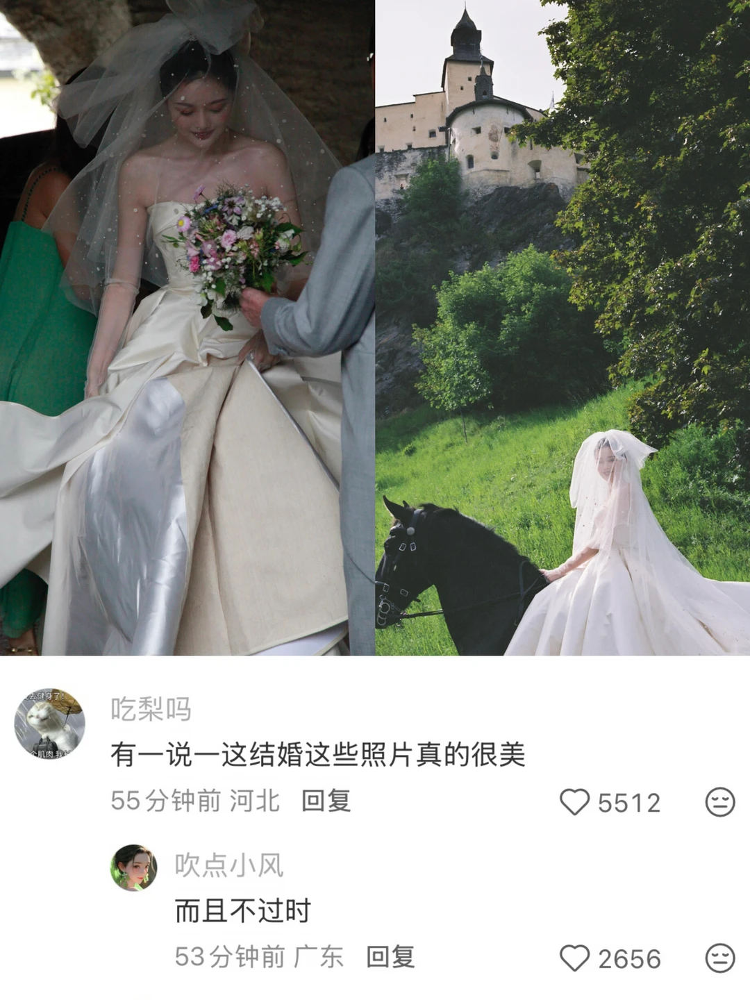 晚晚结婚十年晒未曝光婚纱照
