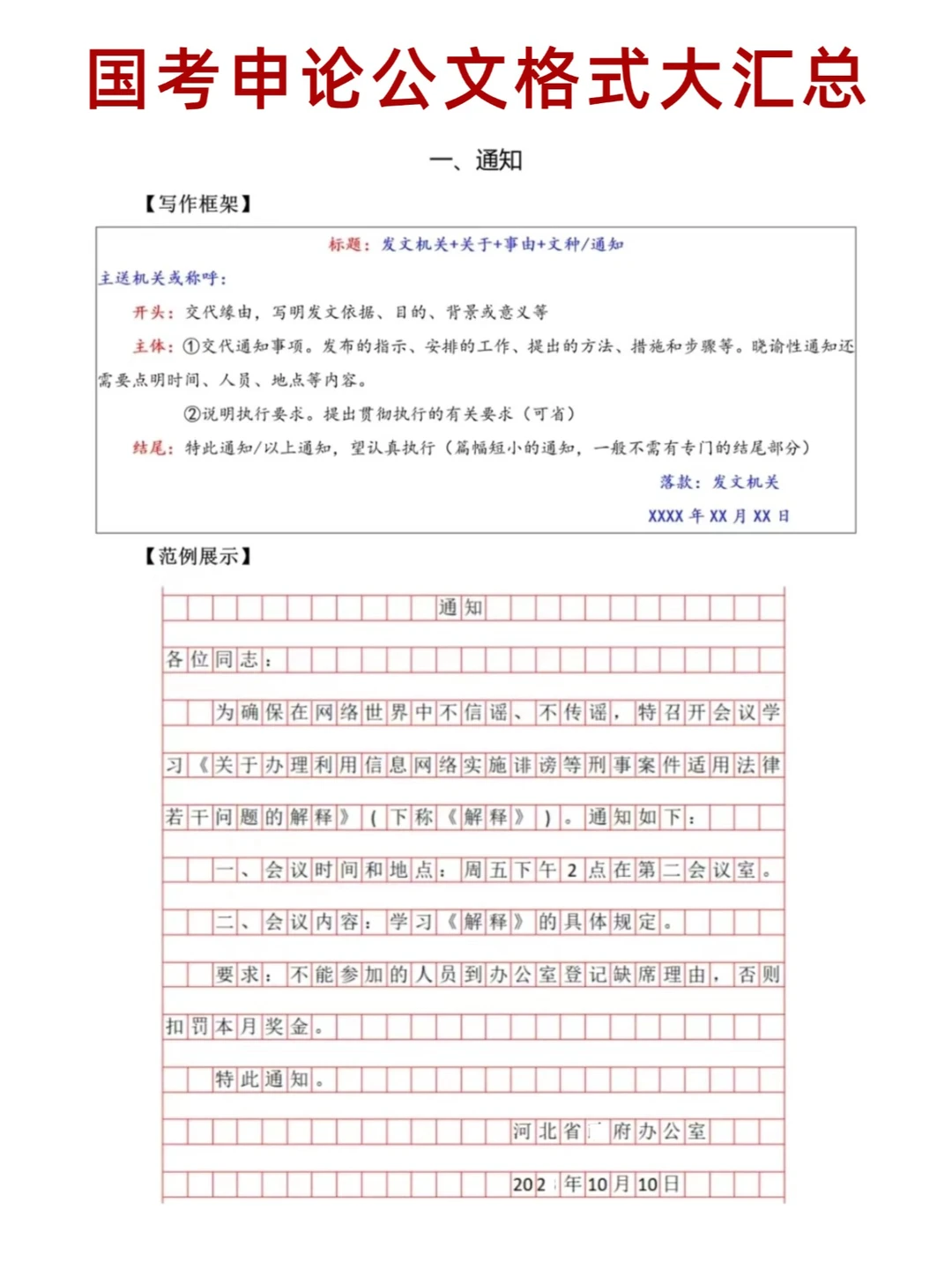 国考申论公文格式大汇总！很全！