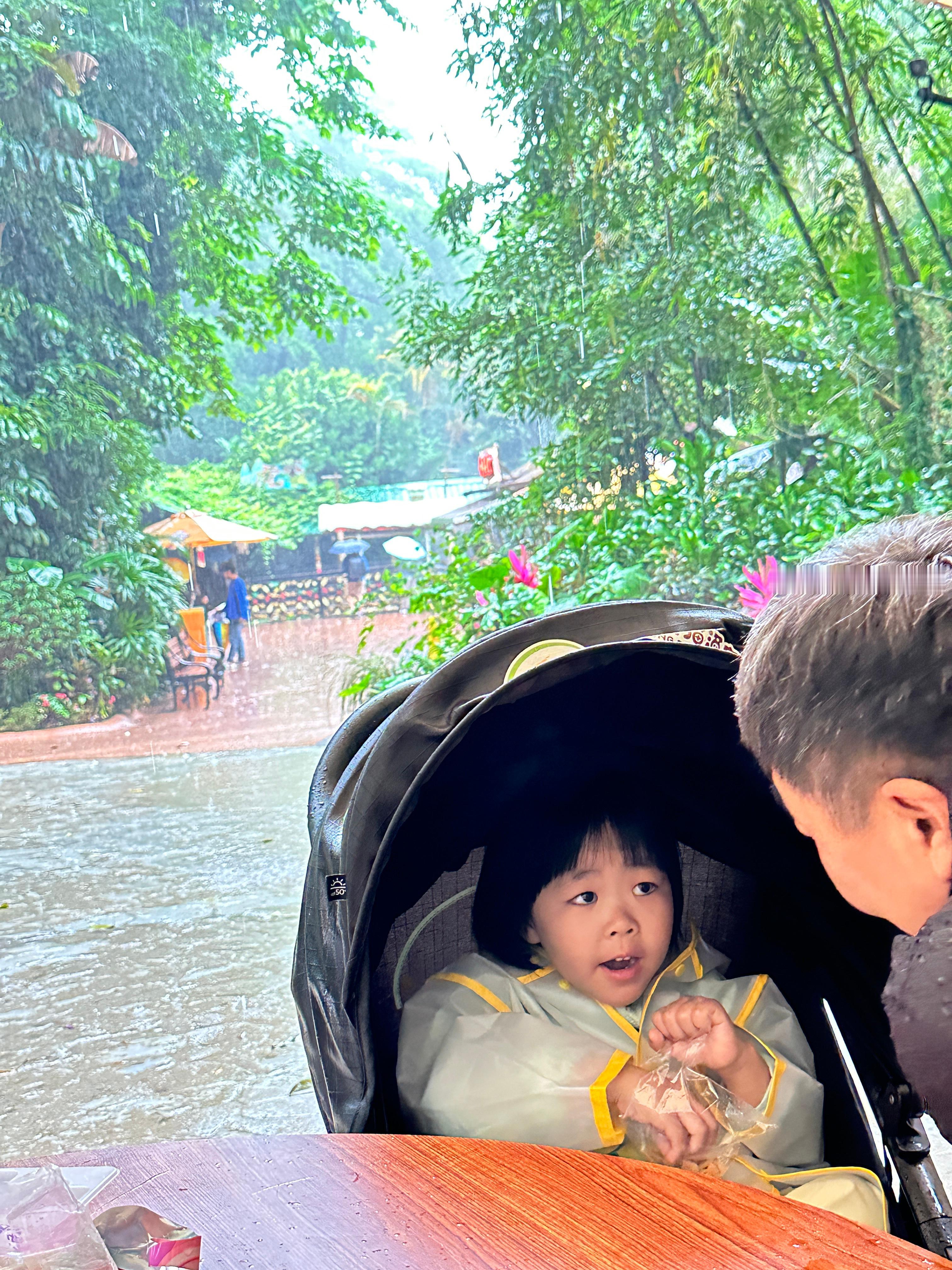 广州长隆动物世界下午又下雨了🌧️阵雨(☔️→_→)我们带雨衣了 广州...
