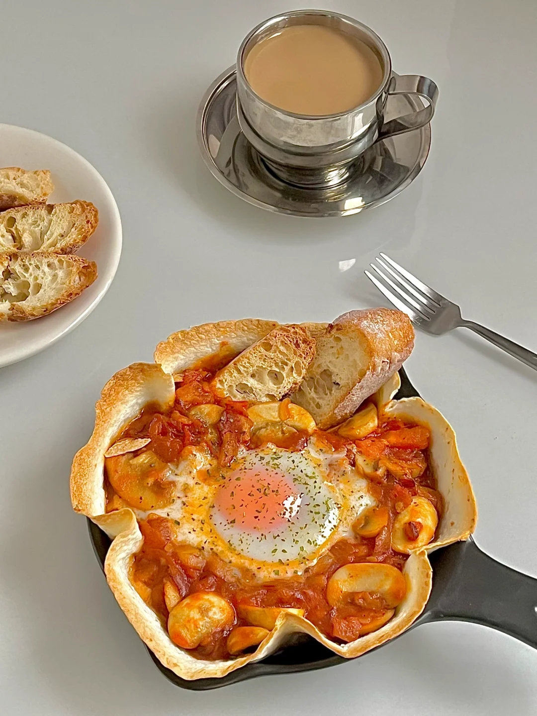 ☀️工作日早餐分享｜低卡全麦饼北非蛋配法棍