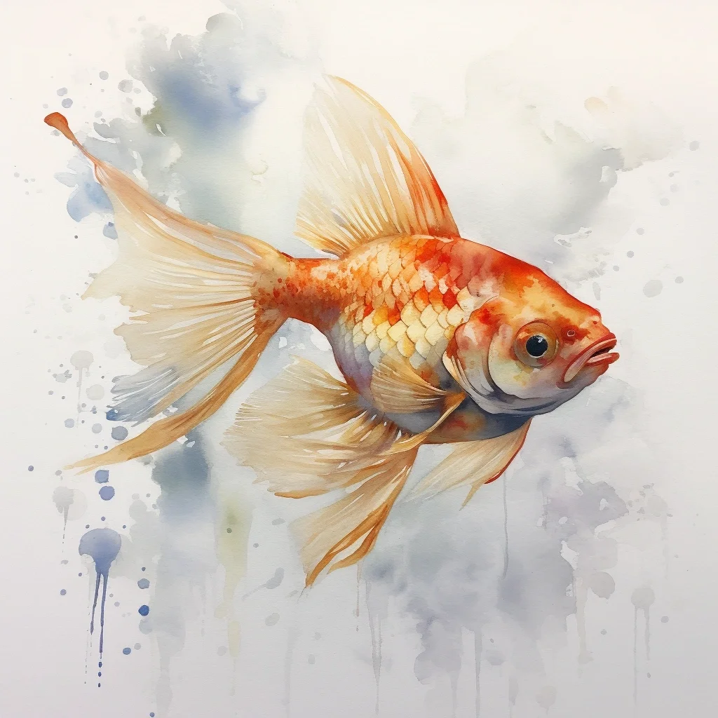 AI水彩：金鱼