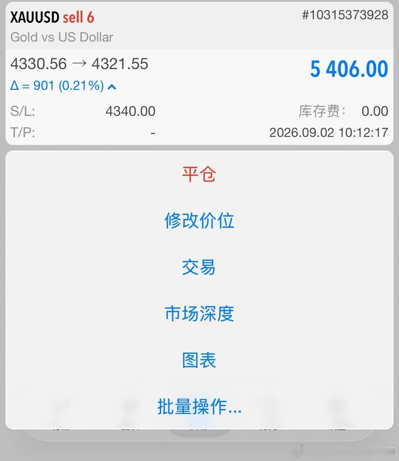 日内第一弹布局4332-30附近空。行情抵达4320，呈现100点空间...