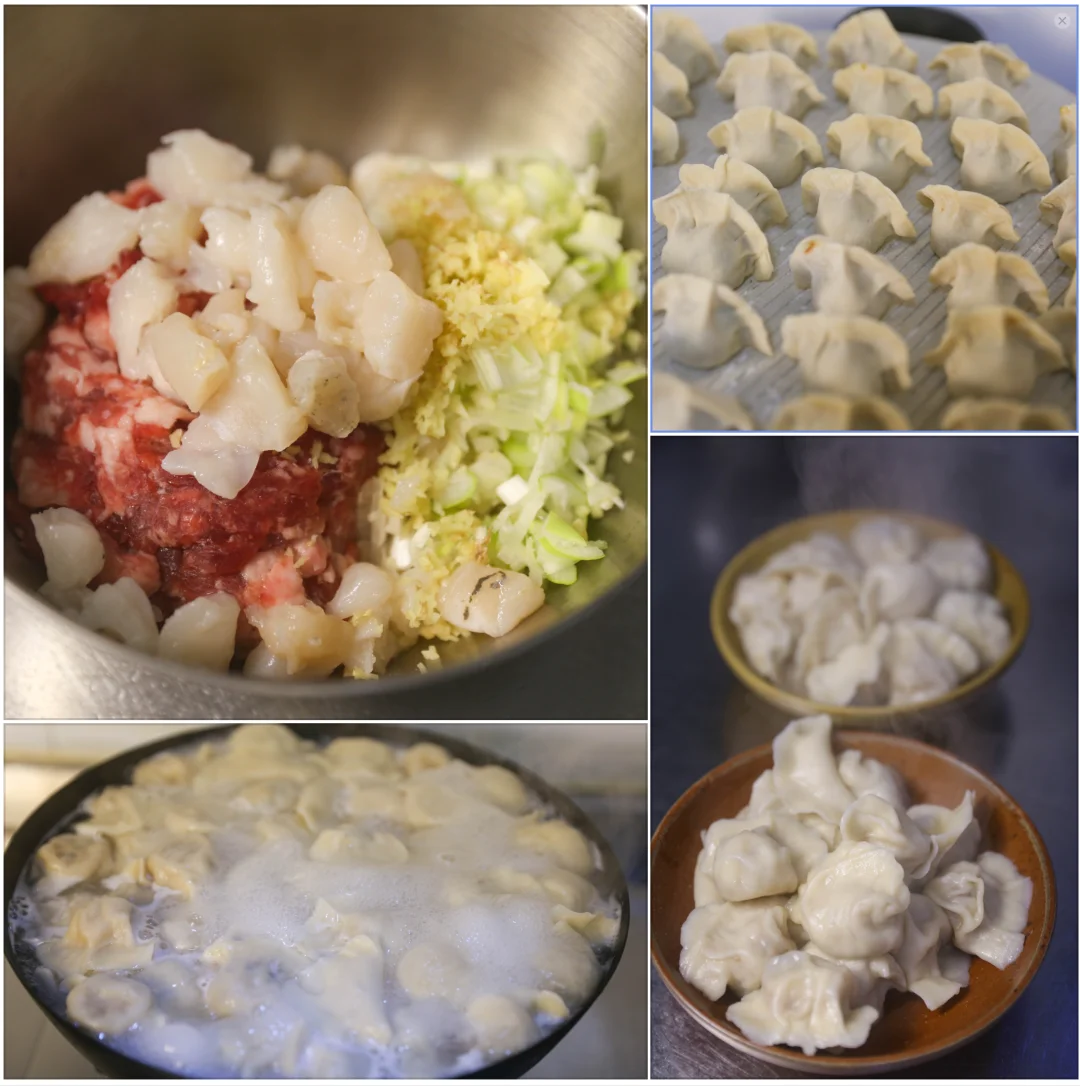 大白菜扇贝丁鲜肉水饺，皮薄馅大，鲜味十足