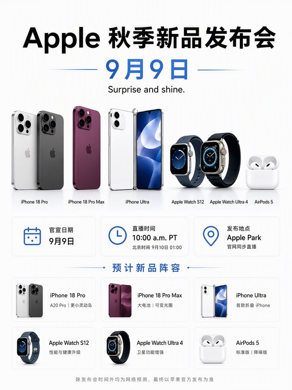 苹果秋季新品发布会提前看！