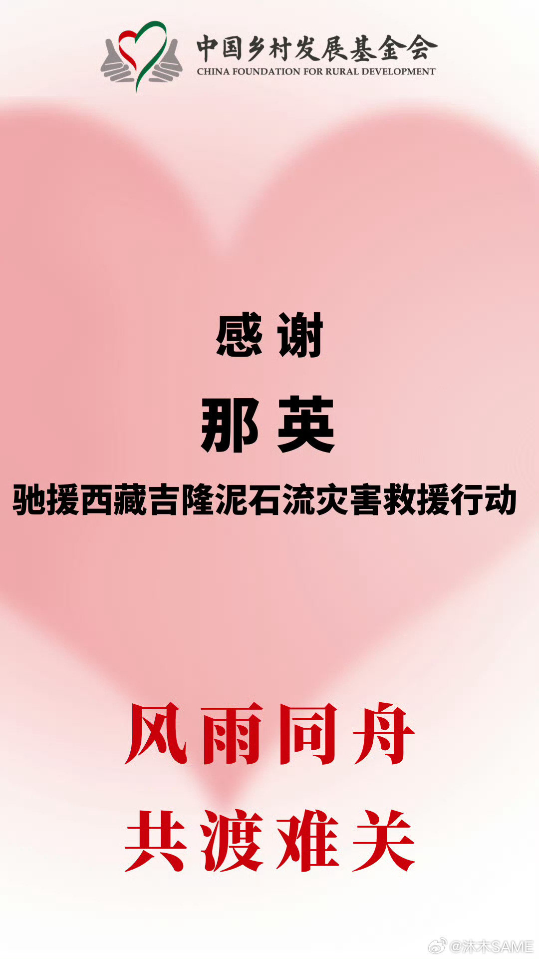 随那姐一起为西藏加油  一定肯定能挺过去！

加油加油！加油！#那英驰援西藏# ​