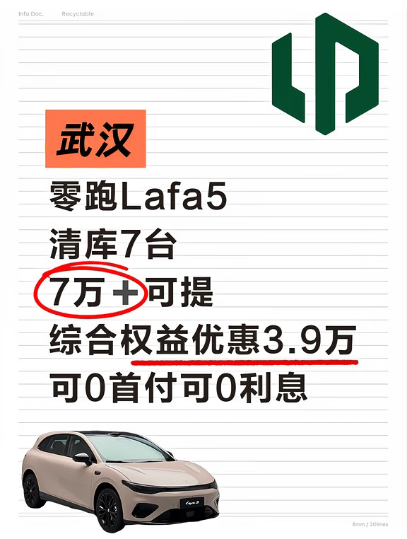 武汉、零跑Lafa5、7万+可提、可0首付、0利息