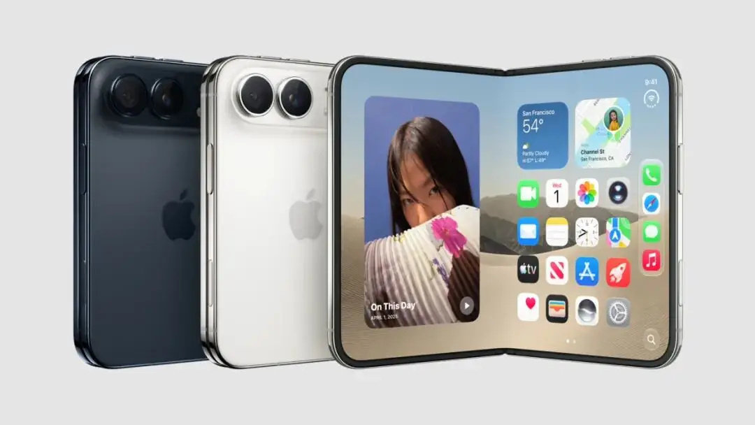 #iPhoneDuo角落图标三合一#苹果首款折叠屏手机iPhone Duo于9月9日正式发布，右上角那个小小的状态栏图标引起热议。

iPhone Duo将蜂窝信号、Wi-Fi和电池电量三个传统图标合并为一枚圆形组件，具体设计为：最外层是一圈圆弧形电量进度条，填充越满代表电量越高；正中间是熟悉的Wi-Fi扇形弧线；下方一排 ​