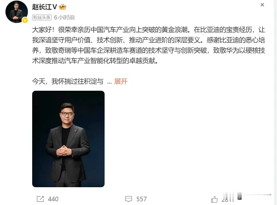 三个月后靴子落地，原腾势赵长江入职智界！