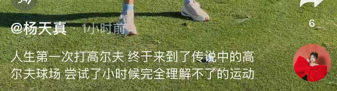 #杨博文在学校当安全宣传大使##杨天真第一次打高尔夫# 杨天真真的是很真实的一个人，没说有钱了跟随大家去做什么事情 ​