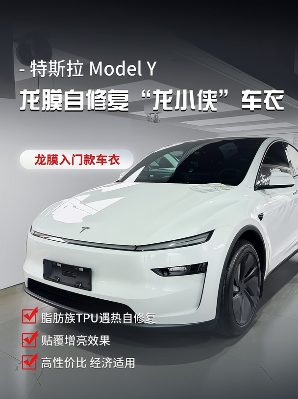 🤍珍珠白Model Y，贴了龙膜终于不发黄了