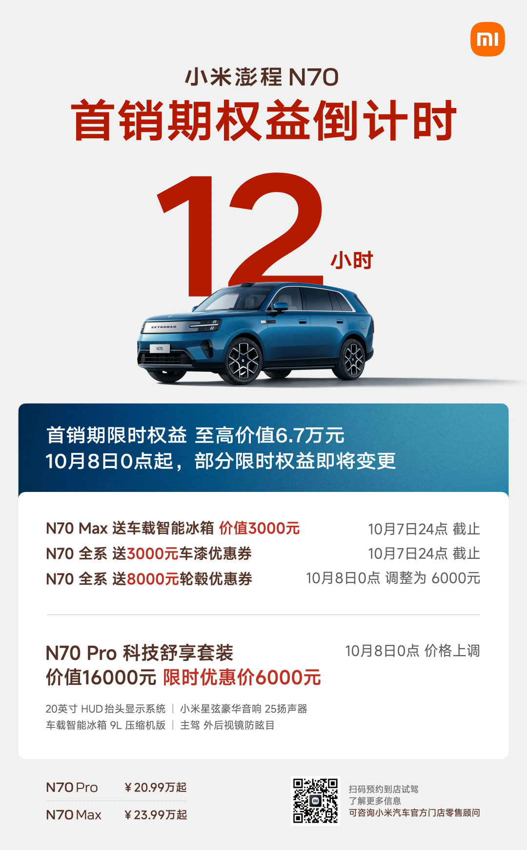 小米澎程首销权益最后12小时，0点后部分权益调整，猜猜首销月锁单量多少台？[来] ​