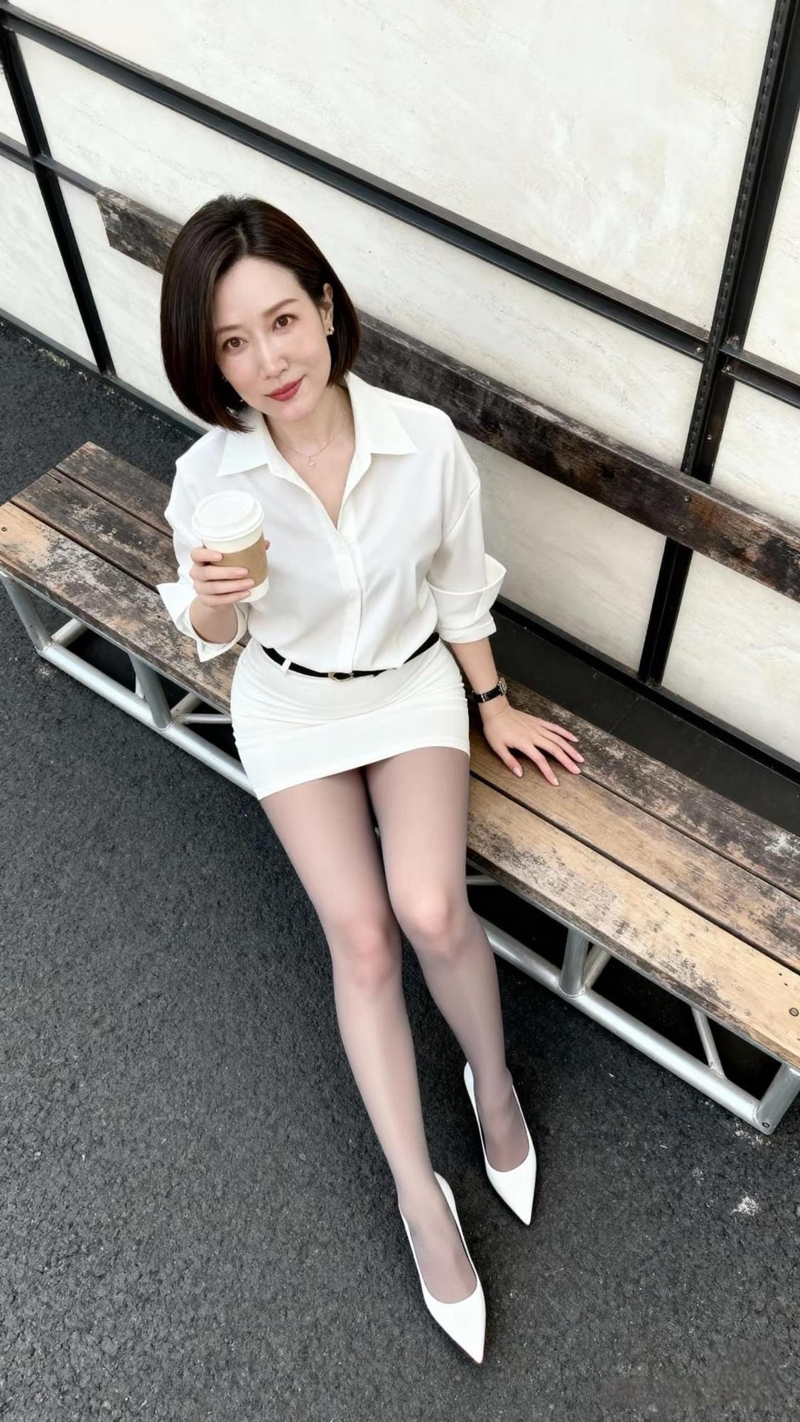 优雅白裙，都市风范，时尚穿搭