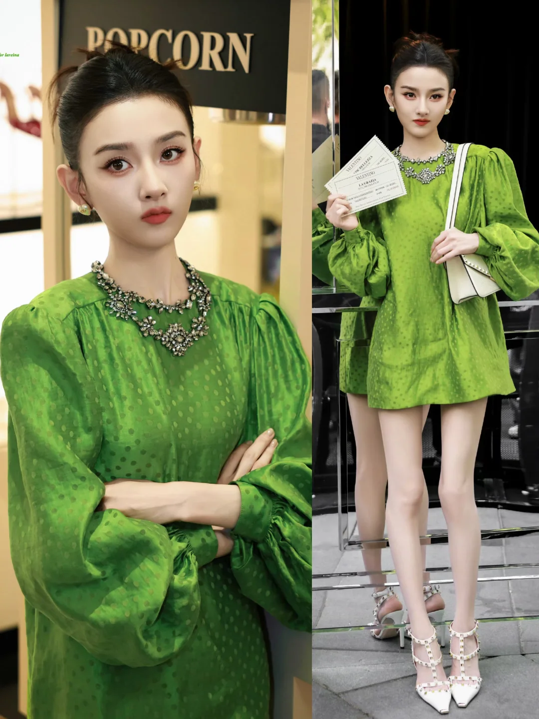 宋祖儿线下活动，浓颜穿绿色真的绝！