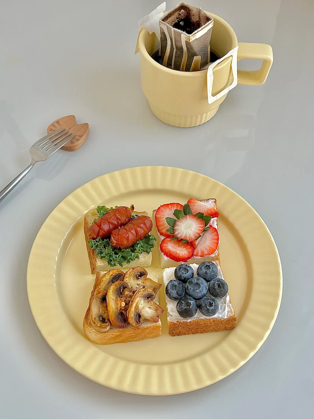 ☀️12.9日工作日早餐｜开放式四拼三明治🥪