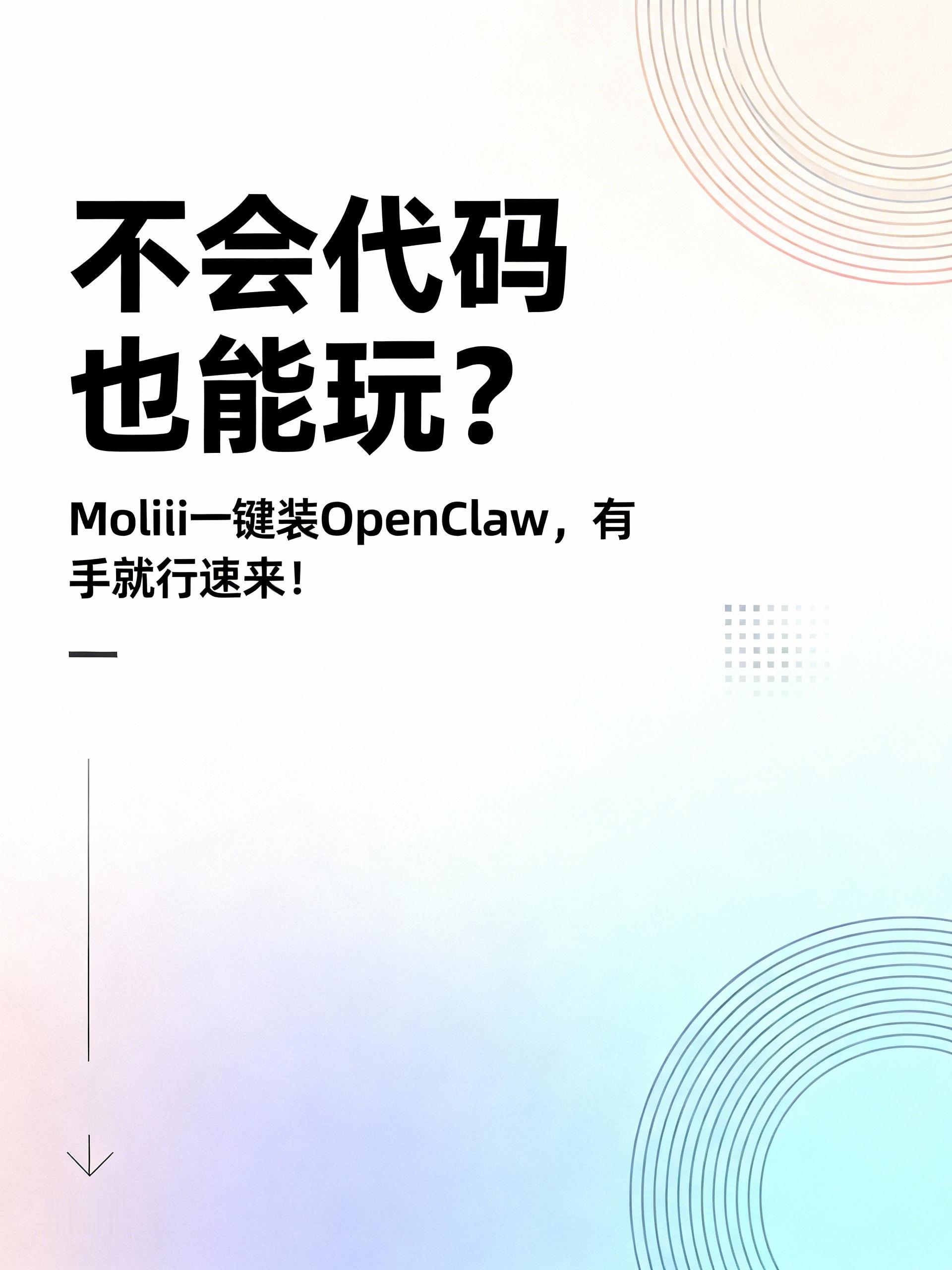 不会代码也能玩？Molili一键装OpenClaw，有手就行速来！