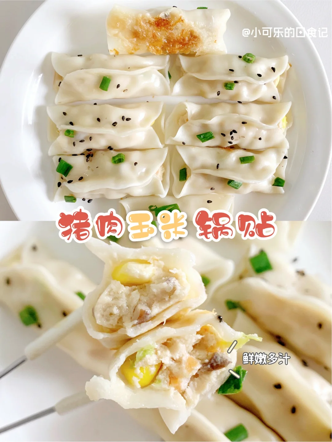 12m+辅食｜宝宝版猪肉玉米锅贴｜香脆鲜嫩多汁