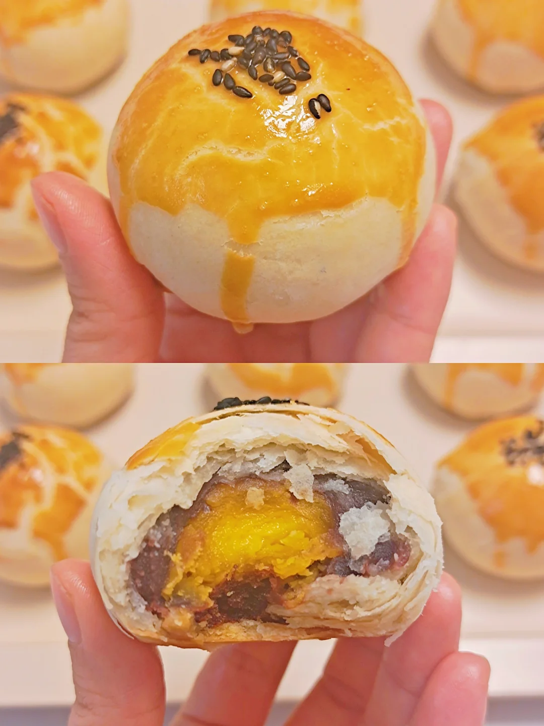 酥到掉渣‖巨好吃的豆沙蛋黄酥详细教程