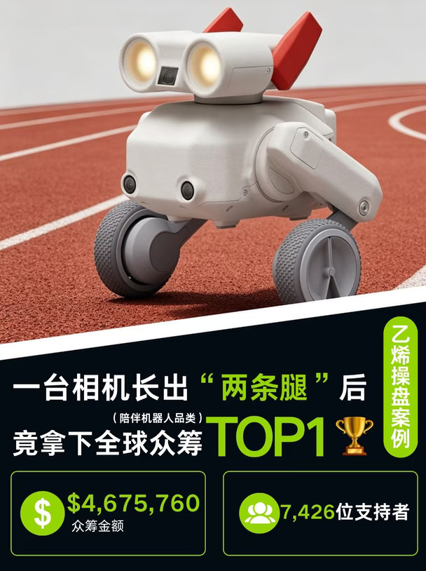 相机装上两条腿后，拿下陪伴机器人众筹第一