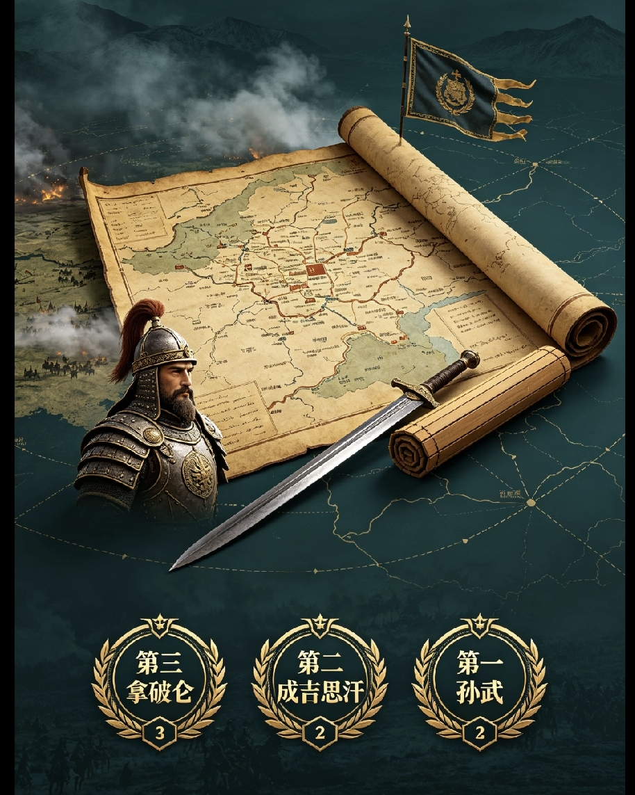 历史公认的三大军事天才，拿破仑位于第三位，第一第二都是中国人
 
世界军事史上，公认有三位封神级别的军事天才。
 
很多人以为横扫欧洲、威震世界的拿破仑是天花板，可在全球军事专家统一榜单里：拿破仑仅仅排第三！
 
最让国人热血沸腾的是：稳居第一、第二名的绝世战神，全部来自中国！
 
第三名：拿破仑。