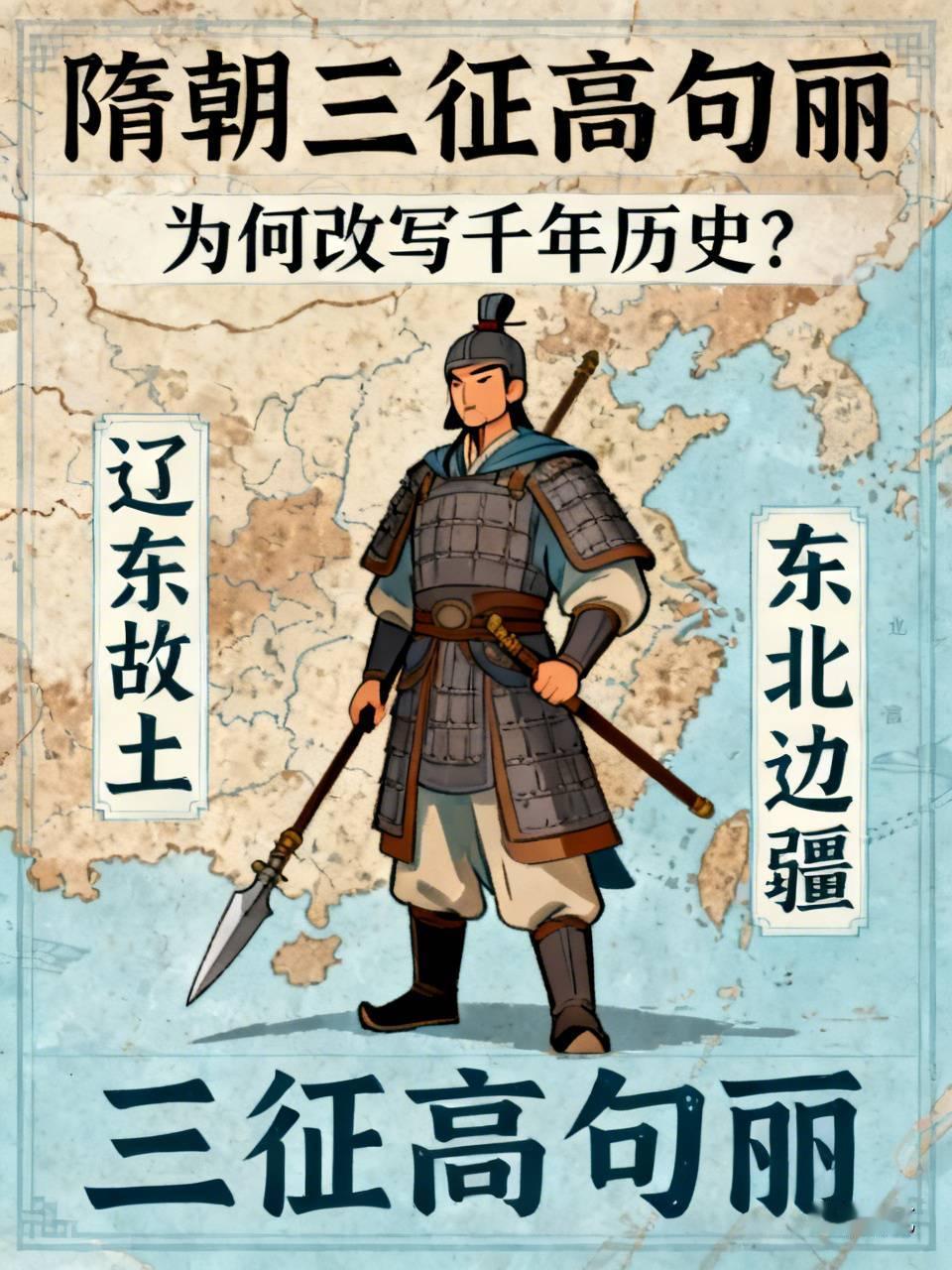 隋朝三征高句丽，为什么直接改写了中国千年历史？
   很多人以为隋朝灭亡，是因为隋炀帝荒淫无道。
其实真正压垮大隋的，是一场打了整整十年的对外战争——隋与高句丽之战。
   高句丽盘踞辽东多年，不断壮大，蚕食中原东北边境，是当时东北亚最强的割据势力。
隋炀帝为收复辽东故土、巩固边疆，不惜倾尽举国之力