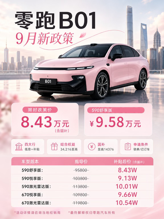 零跑B01 9月最新落地价❗️抄作业啦~