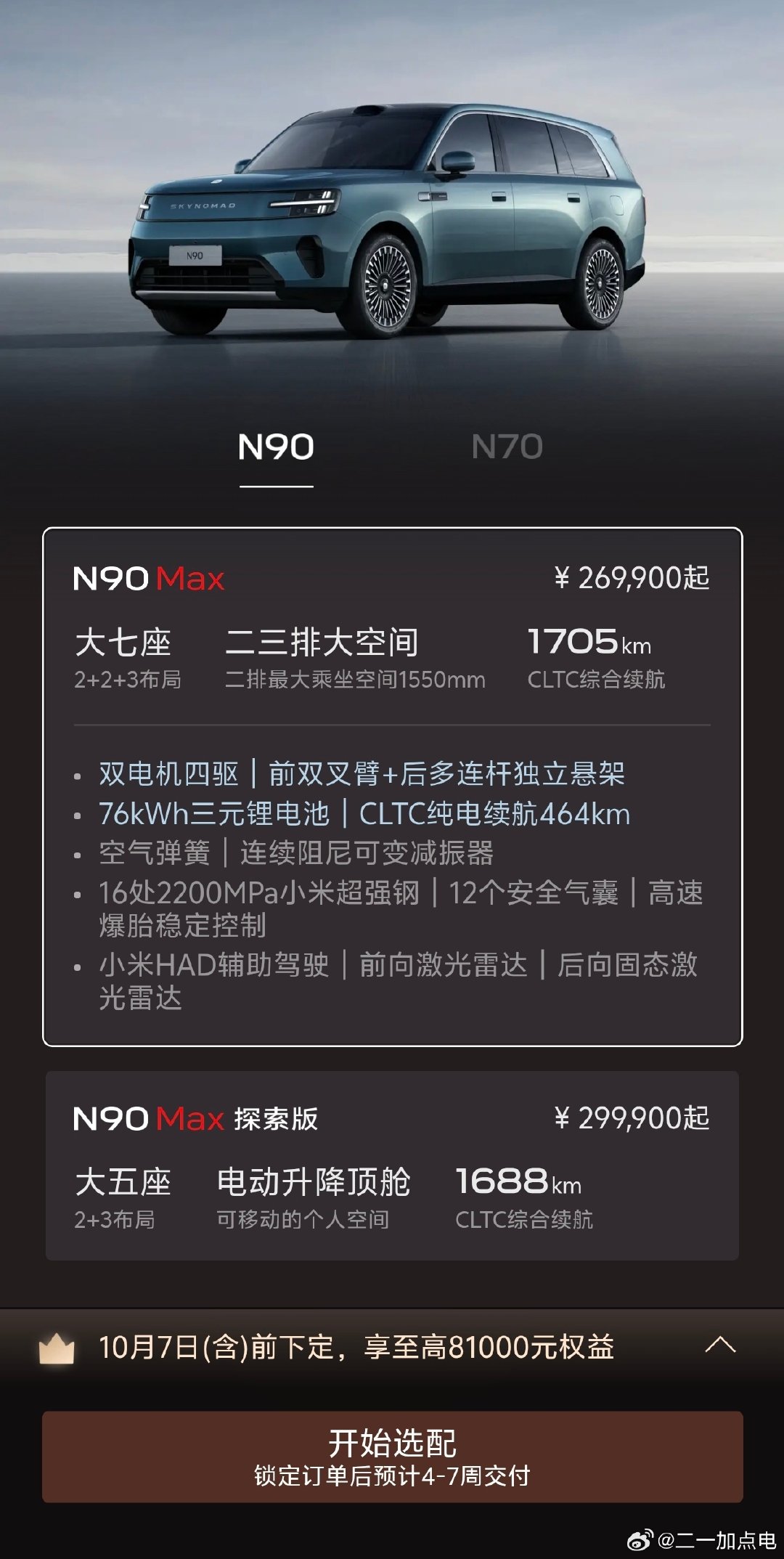 意思是澎程可以2个月内交21万台车，真是太厉害啦！冲击月销十万！[好喜欢]
不知道拿着哪来的野鸡小道消息就开始高潮，也是真的厉害[爱你]
#大v聊车# ​