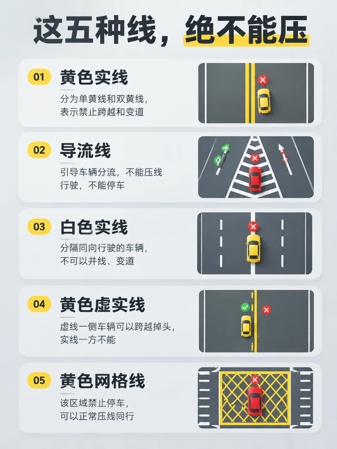 开车千万别压这5种线🚗