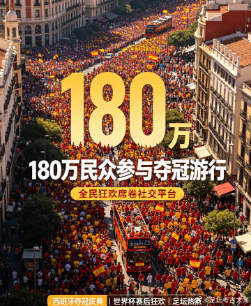 全民狂欢席卷西班牙，180万民众齐聚街头迎接世界杯冠军，海量短视频传遍...