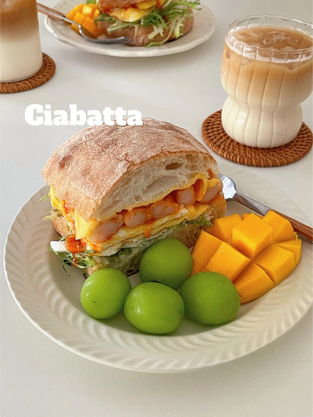 10分钟搞定早餐🥣恰巴塔虾滑三明治🥪超满足