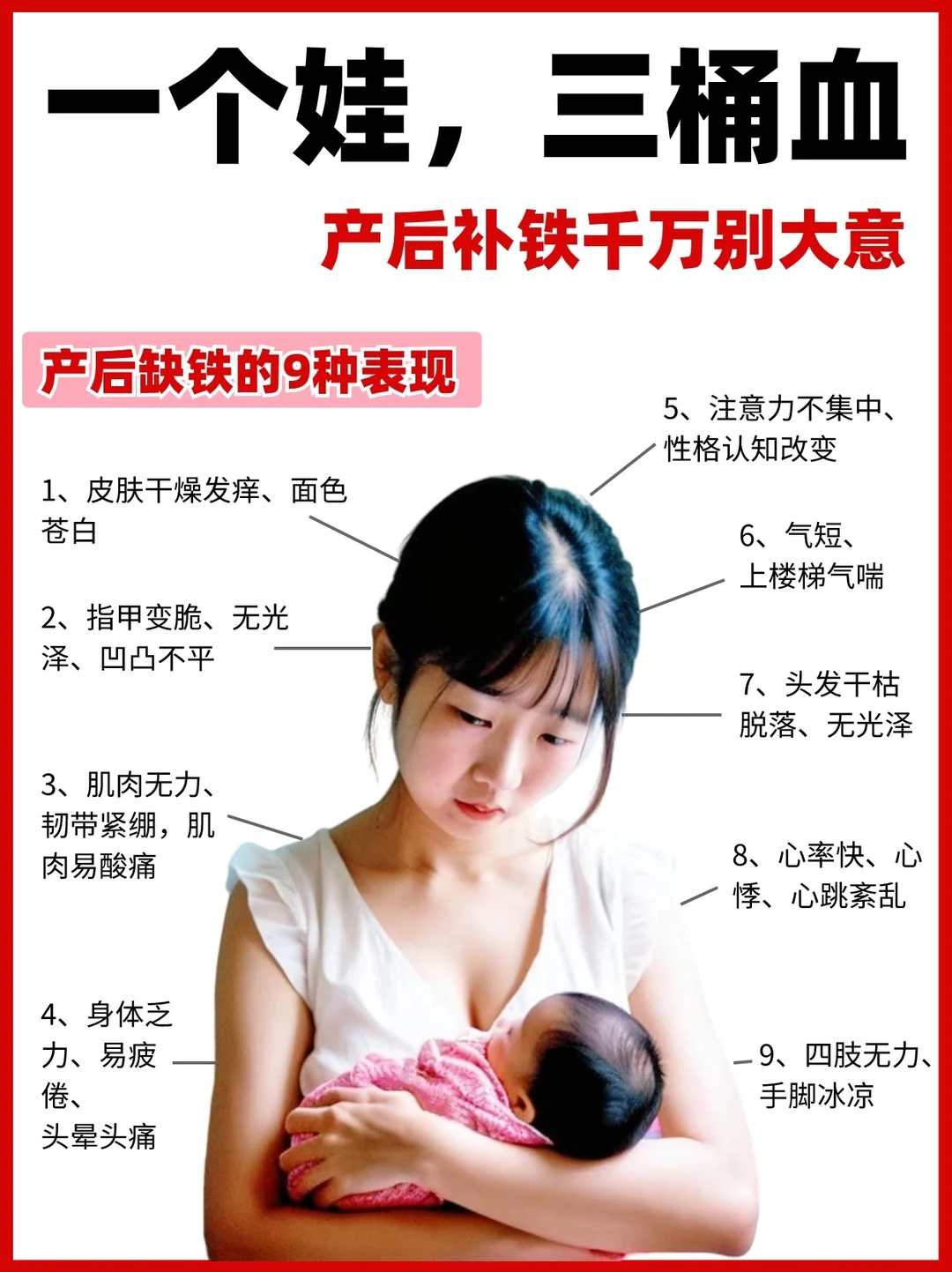 一个娃，三桶血❗️产后补铁千万别大意‼️