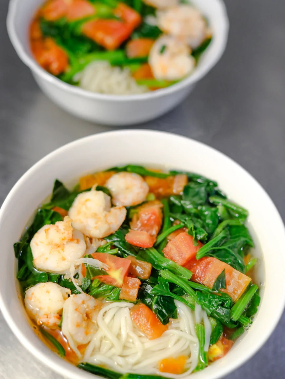 坚持做100种面不重样（69）蔬菜虾仁清汤面