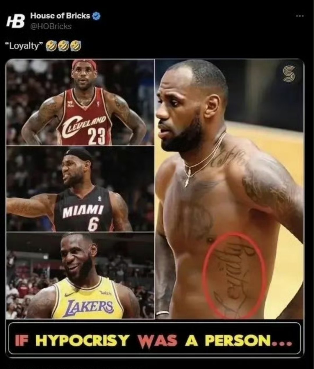 将忠诚(loyalty)纹在肋骨处，意思是不是“忠诚太累了”[doge][doge][doge]

#nba吐槽大会##詹姆斯##NBA[超话]# ​
