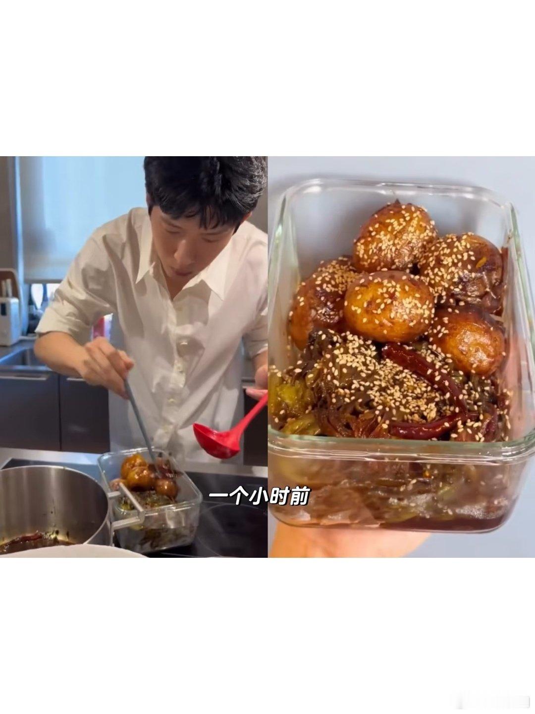 真让会火拿到井柏然做的新鲜咸菜了 还是热的！！！已然红了眼👁 ​